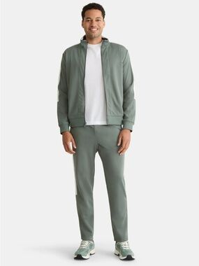 Athletic Works Men's Tricot Jacket and Track Pants with Side Stripes